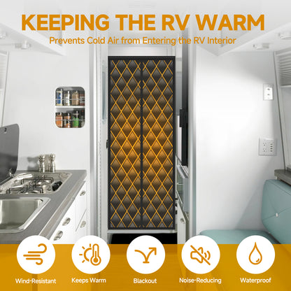 RV Thermal Door Curtain, RV Door Insulation Cover, Magnetic Thermal Insulated Door Curtain, Size 33" x 80", Thermal RV Door Covers for Inside Camper