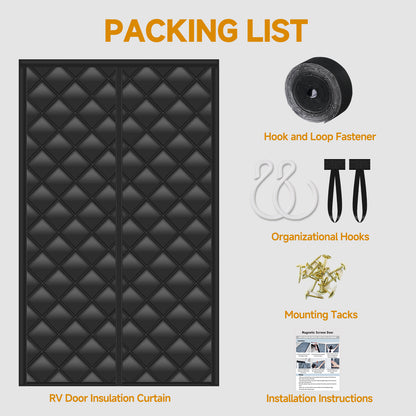RV Thermal Door Curtain, RV Door Insulation Cover, Magnetic Thermal Insulated Door Curtain, Size 33" x 80", Thermal RV Door Covers for Inside Camper